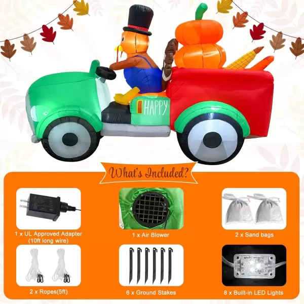 imageOurWarm 10FT Thanksgiving Inflatables Turkey and Squirrels Turkey Blow Up Inflatable with Pumpkin Decor and Happy Thanksgiving Banner Builtin LED Lights ampamp Blower for Yard Fall Outdoor DecorationsTurkey Car