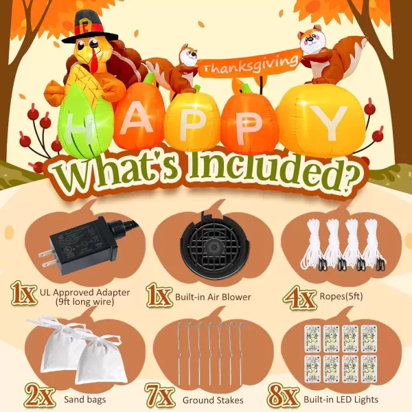 imageOurWarm 10FT Thanksgiving Inflatables Turkey and Squirrels Turkey Blow Up Inflatable with Pumpkin Decor and Happy Thanksgiving Banner Builtin LED Lights ampamp Blower for Yard Fall Outdoor DecorationsTurkey Squirrel