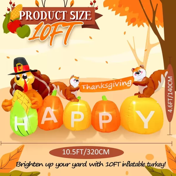 imageOurWarm 10FT Thanksgiving Inflatables Turkey and Squirrels Turkey Blow Up Inflatable with Pumpkin Decor and Happy Thanksgiving Banner Builtin LED Lights ampamp Blower for Yard Fall Outdoor DecorationsTurkey Squirrel