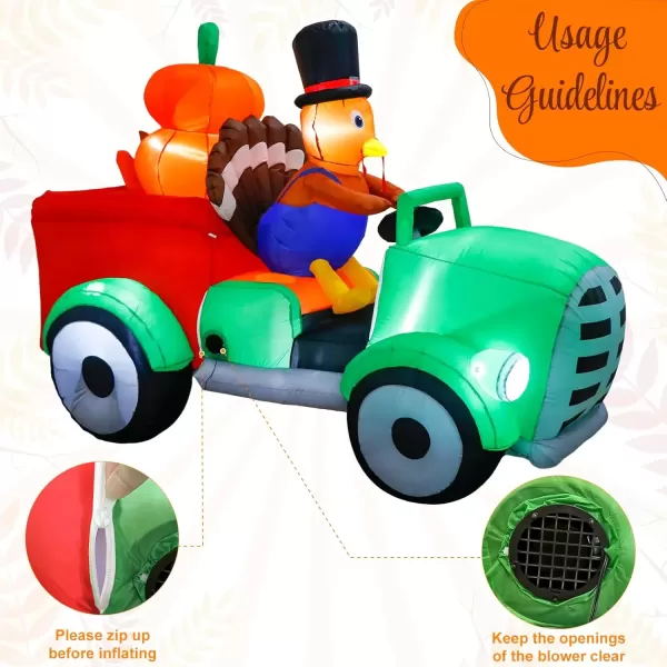 imageOurWarm 10FT Thanksgiving Inflatables Turkey and Squirrels Turkey Blow Up Inflatable with Pumpkin Decor and Happy Thanksgiving Banner Builtin LED Lights ampamp Blower for Yard Fall Outdoor DecorationsTurkey Car