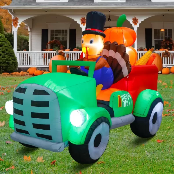 imageOurWarm 10FT Thanksgiving Inflatables Turkey and Squirrels Turkey Blow Up Inflatable with Pumpkin Decor and Happy Thanksgiving Banner Builtin LED Lights ampamp Blower for Yard Fall Outdoor DecorationsTurkey Car