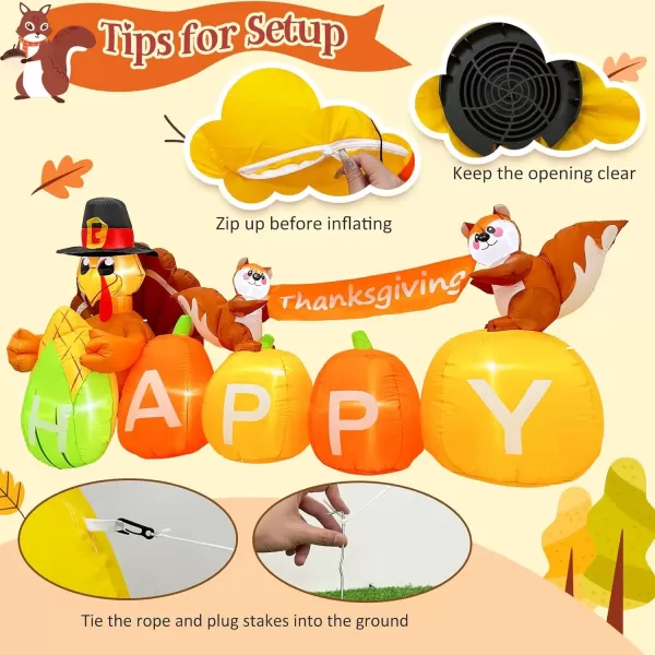 imageOurWarm 10FT Thanksgiving Inflatables Turkey and Squirrels Turkey Blow Up Inflatable with Pumpkin Decor and Happy Thanksgiving Banner Builtin LED Lights ampamp Blower for Yard Fall Outdoor DecorationsTurkey Squirrel