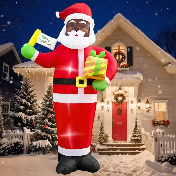 imageOurWarm 12 FT Giant Christmas Inflatable Outdoor Decoration Black Santa Inflatable with Builtin Light Blow Up Christmas Decorations Outdoor Christmas Yard Inflatables for Lawn Garden Holiday Decor