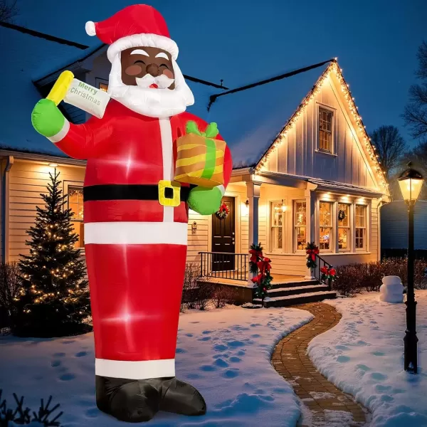 imageOurWarm 12 FT Giant Christmas Inflatable Outdoor Decoration Black Santa Inflatable with Builtin Light Blow Up Christmas Decorations Outdoor Christmas Yard Inflatables for Lawn Garden Holiday Decor