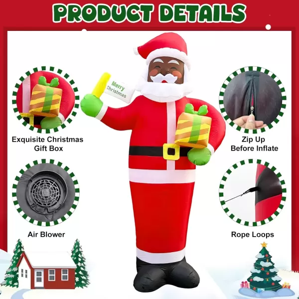 imageOurWarm 12 FT Giant Christmas Inflatable Outdoor Decoration Black Santa Inflatable with Builtin Light Blow Up Christmas Decorations Outdoor Christmas Yard Inflatables for Lawn Garden Holiday Decor