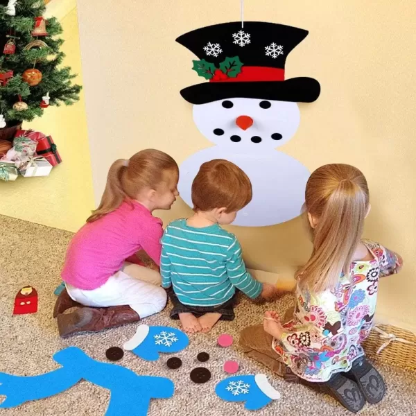 imageOurWarm 20 x 39 Inch DIY Felt Christmas Snowman Games Set with 31 PCS Detachable Ornaments Wall Hanging Xmas Gifts for Christmas Decorations