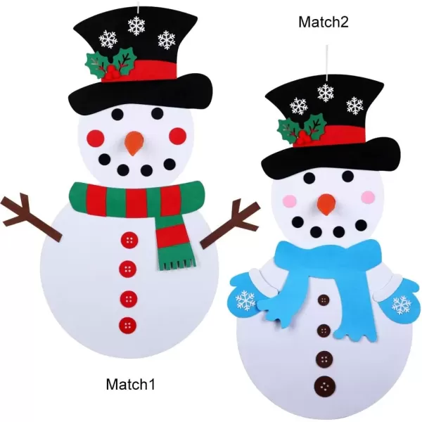 imageOurWarm 20 x 39 Inch DIY Felt Christmas Snowman Games Set with 31 PCS Detachable Ornaments Wall Hanging Xmas Gifts for Christmas Decorations