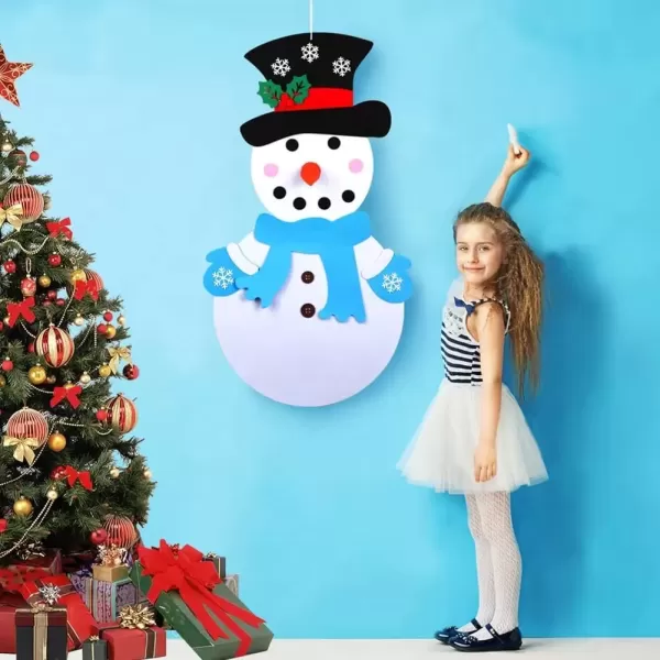 imageOurWarm 20 x 39 Inch DIY Felt Christmas Snowman Games Set with 31 PCS Detachable Ornaments Wall Hanging Xmas Gifts for Christmas Decorations