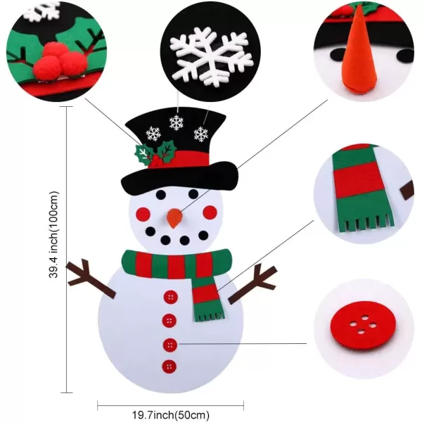 imageOurWarm 20 x 39 Inch DIY Felt Christmas Snowman Games Set with 31 PCS Detachable Ornaments Wall Hanging Xmas Gifts for Christmas Decorations