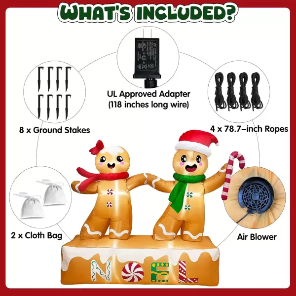 imageOurWarm 6 ft Christmas Inflatable Outdoor Decoration Baseball Snowman Inflatable Christmas Blow Up Yard Decorations with Rotating LED Lights Christmas Decorations for Garden Lawn Xmas Party Decor6FT Gingerbread Man