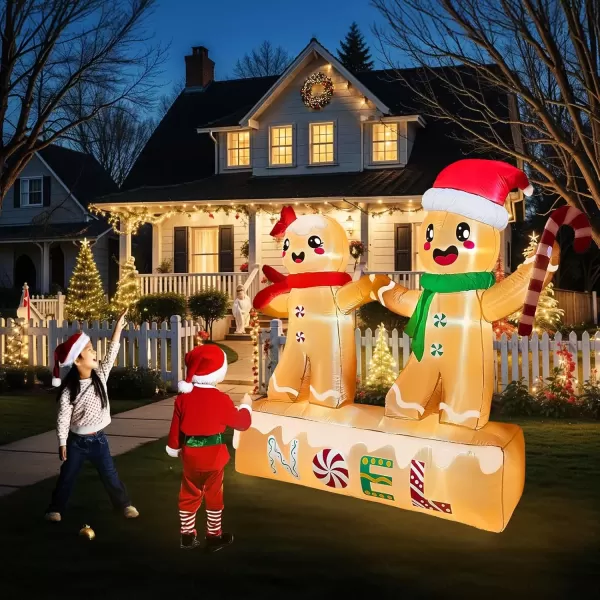 imageOurWarm 6 ft Christmas Inflatable Outdoor Decoration Baseball Snowman Inflatable Christmas Blow Up Yard Decorations with Rotating LED Lights Christmas Decorations for Garden Lawn Xmas Party Decor6FT Gingerbread Man