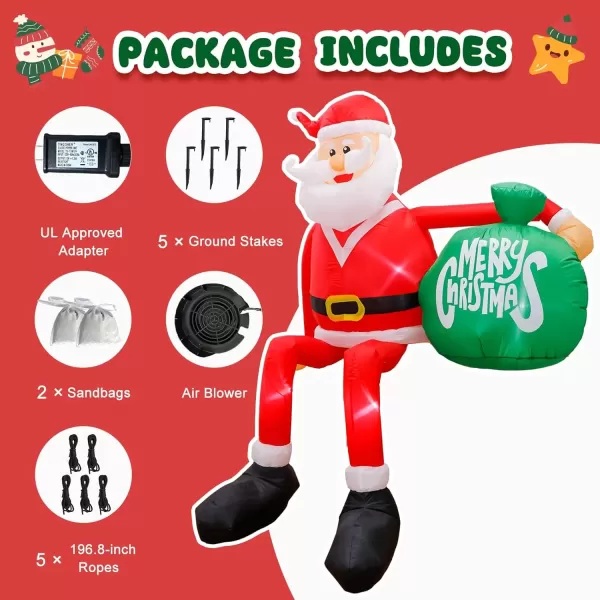 imageOurWarm 6 ft Christmas Inflatable Outdoor Decoration Baseball Snowman Inflatable Christmas Blow Up Yard Decorations with Rotating LED Lights Christmas Decorations for Garden Lawn Xmas Party Decor8FT Christmas inflatable