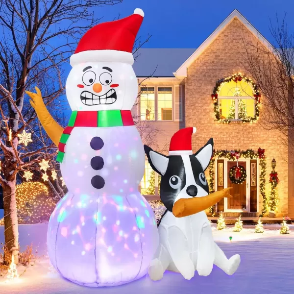 imageOurWarm 6FT Christmas Inflatable Outdoor Decoration Funny Christmas Blow Up Snowman and Dog with Builtin LED Lights ampamp Blower Cute Xmas Inflatables for Front Yard Lawn Patio Christmas Party Decor