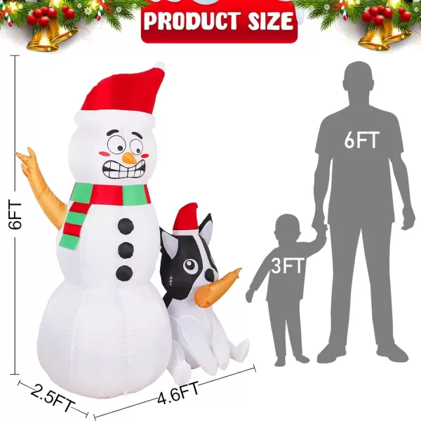 imageOurWarm 6FT Christmas Inflatable Outdoor Decoration Funny Christmas Blow Up Snowman and Dog with Builtin LED Lights ampamp Blower Cute Xmas Inflatables for Front Yard Lawn Patio Christmas Party Decor