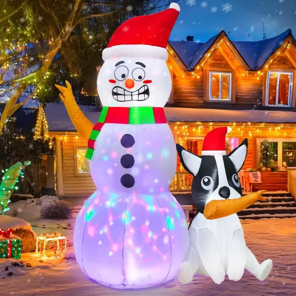 imageOurWarm 6FT Christmas Inflatable Outdoor Decoration Funny Christmas Blow Up Snowman and Dog with Builtin LED Lights ampamp Blower Cute Xmas Inflatables for Front Yard Lawn Patio Christmas Party Decor