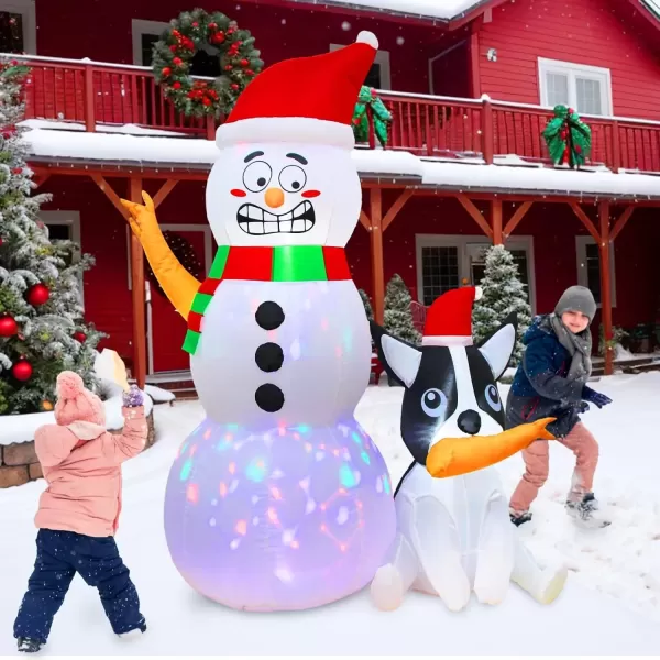 imageOurWarm 6FT Christmas Inflatable Outdoor Decoration Funny Christmas Blow Up Snowman and Dog with Builtin LED Lights ampamp Blower Cute Xmas Inflatables for Front Yard Lawn Patio Christmas Party Decor