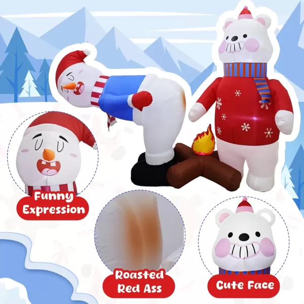 imageOurWarm 7FT Funny Christmas Inflatable Outdoor Decoration Inflatable Snowman ampamp Polar Bear Over Campfire with LED Lights Christmas Blow Ups Yard Decoration for Xmas Party Garden Lawn Winter DecorSnowman  Polar Bear