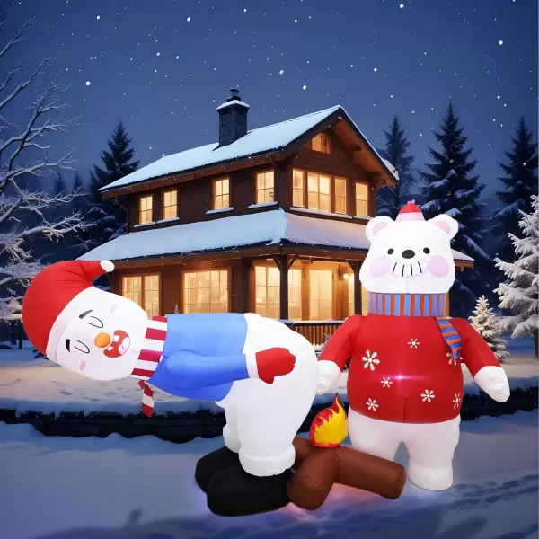 imageOurWarm 7FT Funny Christmas Inflatable Outdoor Decoration Inflatable Snowman ampamp Polar Bear Over Campfire with LED Lights Christmas Blow Ups Yard Decoration for Xmas Party Garden Lawn Winter DecorSnowman  Polar Bear