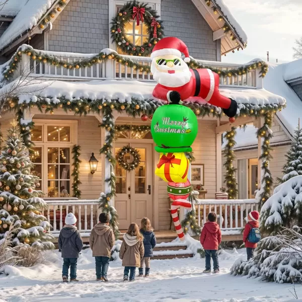 imageOurWarm 8FT Christmas Inflatable Outdoor Decoration Funny Christmas Inflatables Climbing Santa Claus Decor with LED Christmas Blow Ups Outdoor Christmas Decorations for Yard Roof Xmas Decoration