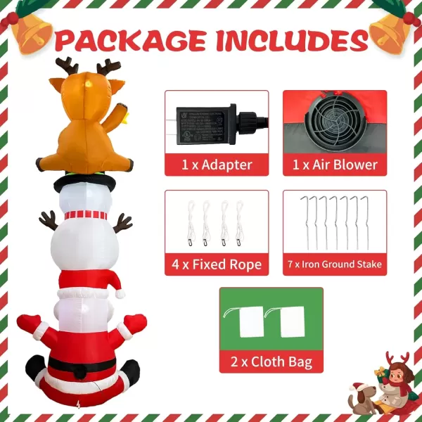 imageOurWarm 8FT Christmas Inflatable Outdoor Decoration Stacked Christmas Blow Ups Santa Reindeer ampamp Snowman Christmas Blow Up Yard Decorations with LED Lights for Outside Indoor Xmas Party Garden Lawn