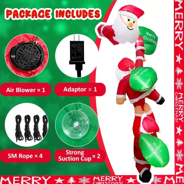 imageOurWarm 8FT Christmas Inflatables Outdoor Decorations Climbing Santa Inflatable with Suction Cups Christmas Blow Up Yard Decor with Builtin LEDs Funny Christmas Inflatable for Outside Window Roof