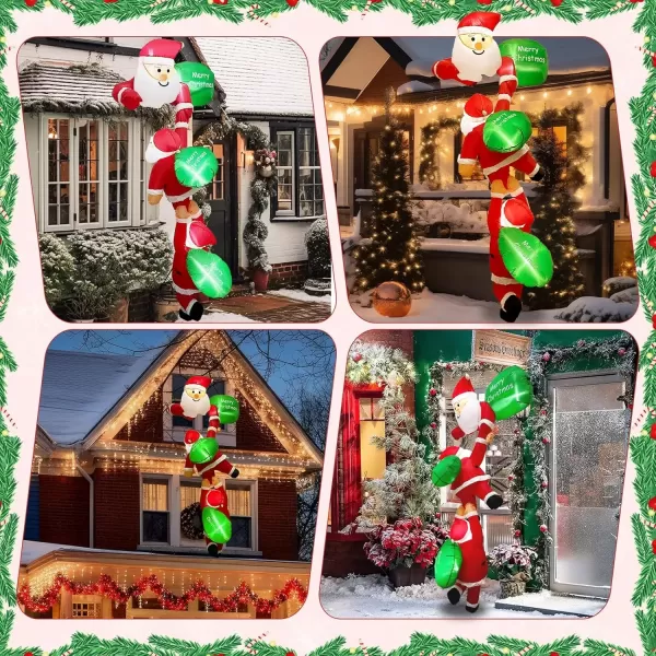 imageOurWarm 8FT Christmas Inflatables Outdoor Decorations Climbing Santa Inflatable with Suction Cups Christmas Blow Up Yard Decor with Builtin LEDs Funny Christmas Inflatable for Outside Window Roof