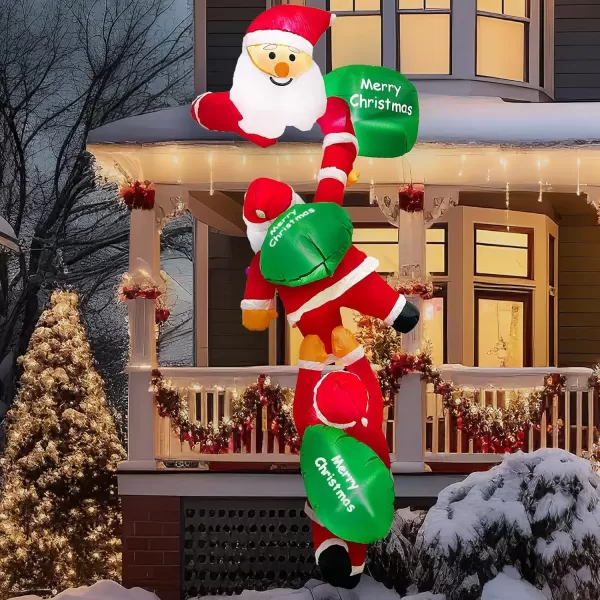 imageOurWarm 8FT Christmas Inflatables Outdoor Decorations Climbing Santa Inflatable with Suction Cups Christmas Blow Up Yard Decor with Builtin LEDs Funny Christmas Inflatable for Outside Window Roof