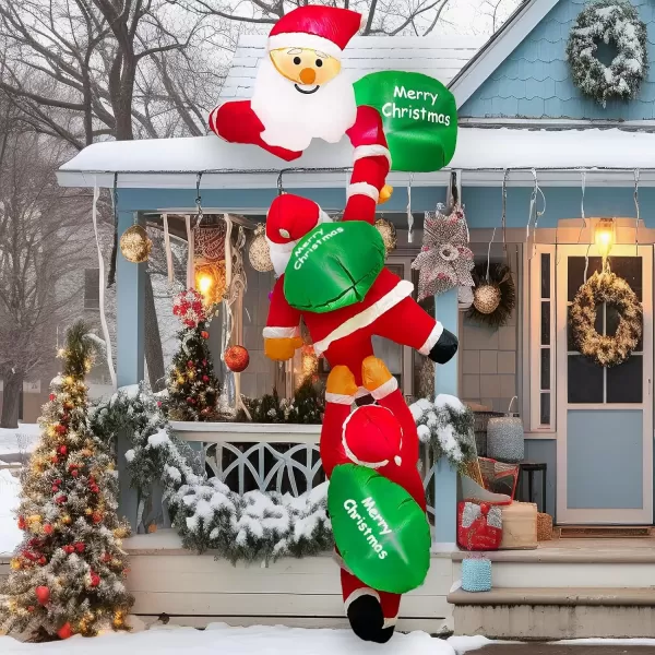 imageOurWarm 8FT Christmas Inflatables Outdoor Decorations Climbing Santa Inflatable with Suction Cups Christmas Blow Up Yard Decor with Builtin LEDs Funny Christmas Inflatable for Outside Window Roof