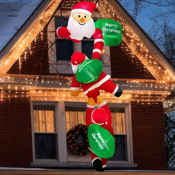 imageOurWarm 8FT Christmas Inflatables Outdoor Decorations Climbing Santa Inflatable with Suction Cups Christmas Blow Up Yard Decor with Builtin LEDs Funny Christmas Inflatable for Outside Window Roof