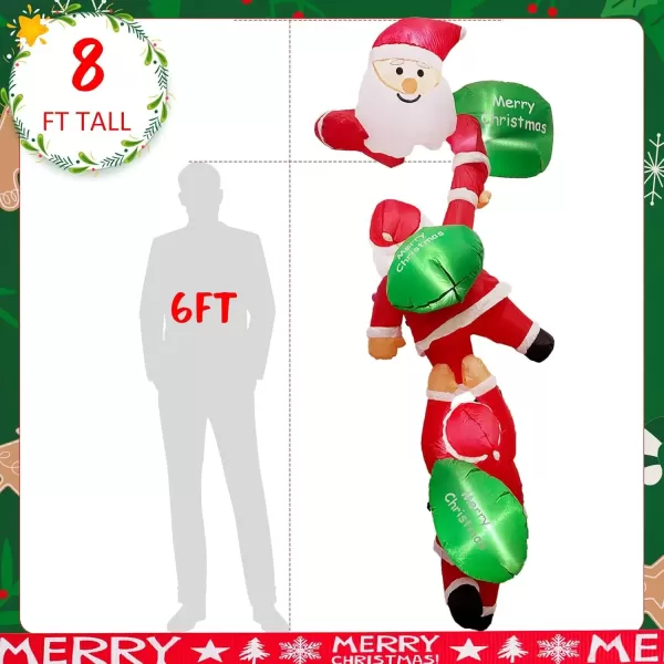 imageOurWarm 8FT Christmas Inflatables Outdoor Decorations Climbing Santa Inflatable with Suction Cups Christmas Blow Up Yard Decor with Builtin LEDs Funny Christmas Inflatable for Outside Window Roof