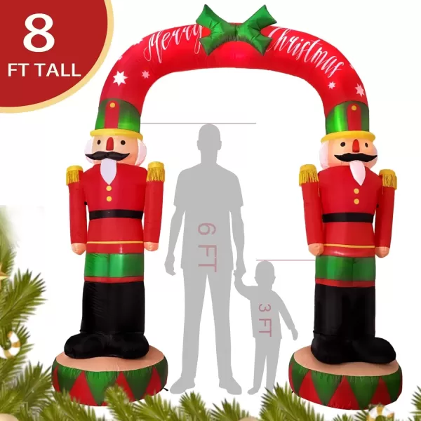 imageOurWarm 8FT Christmas Inflatables Outdoor Decorations Nutcracker Soldier Inflatable Archway Blow Up Yard Decorations with Builtin LED Lights Outdoor Yard Lawn Garden Party Holiday Xmas Decor