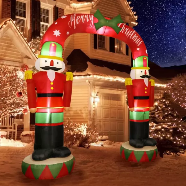 imageOurWarm 8FT Christmas Inflatables Outdoor Decorations Nutcracker Soldier Inflatable Archway Blow Up Yard Decorations with Builtin LED Lights Outdoor Yard Lawn Garden Party Holiday Xmas Decor