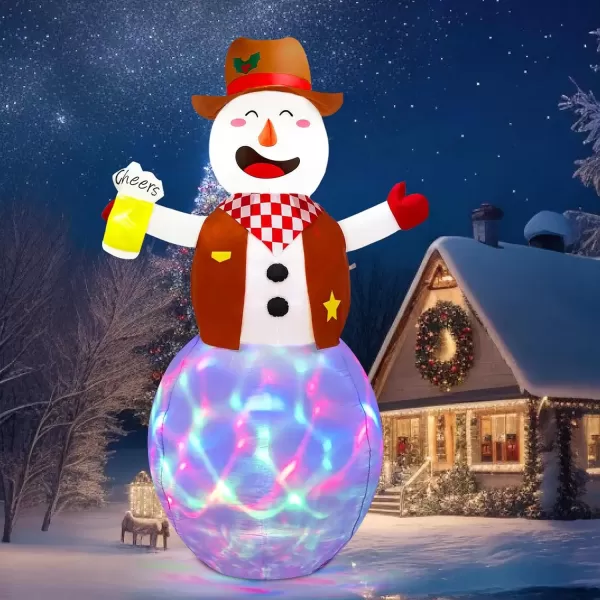 imageOurWarm 8FT Funny Christmas Inflatable Outdoor Decoration Giant Western Snowman Inflatable with Colorful Rotating LEDs Cowboy Christmas Blow Ups for Indoor Outdoor Xmas Decorations Yard Garden Decor