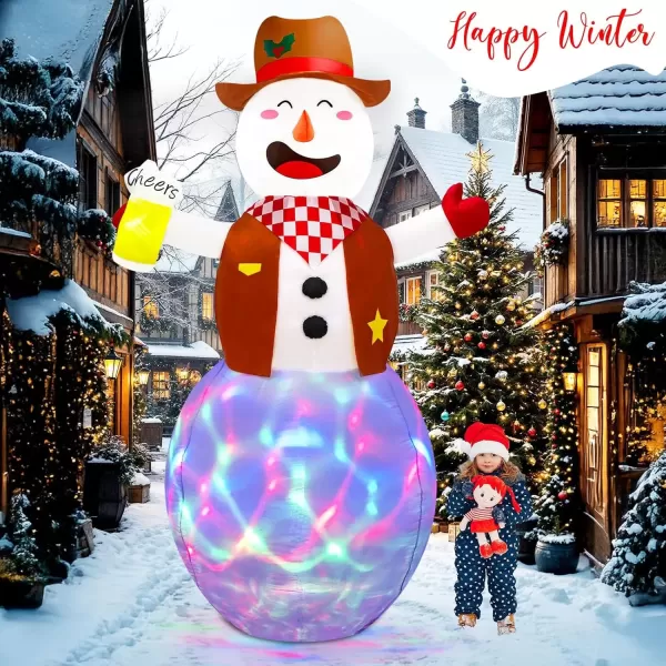imageOurWarm 8FT Funny Christmas Inflatable Outdoor Decoration Giant Western Snowman Inflatable with Colorful Rotating LEDs Cowboy Christmas Blow Ups for Indoor Outdoor Xmas Decorations Yard Garden Decor