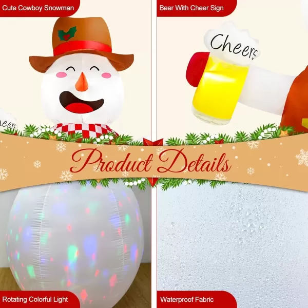 imageOurWarm 8FT Funny Christmas Inflatable Outdoor Decoration Giant Western Snowman Inflatable with Colorful Rotating LEDs Cowboy Christmas Blow Ups for Indoor Outdoor Xmas Decorations Yard Garden Decor