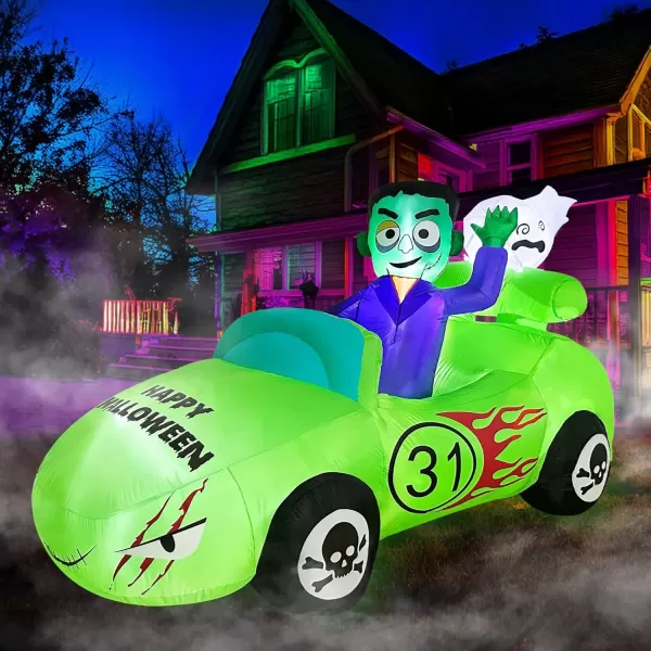 imageOurWarm 8FT Halloween Inflatable Car Frankenstein Inflatable Driving Monster Car with Blow Up Ghost Builtin LED Lights for Indoor Outdoor Spooky Halloween Decor Happy Halloween Inflatables ClearanceScary