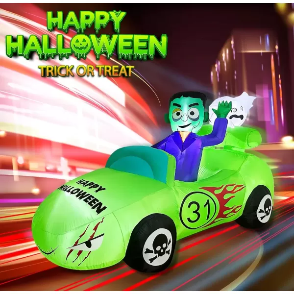 imageOurWarm 8FT Halloween Inflatable Car Frankenstein Inflatable Driving Monster Car with Blow Up Ghost Builtin LED Lights for Indoor Outdoor Spooky Halloween Decor Happy Halloween Inflatables ClearanceScary