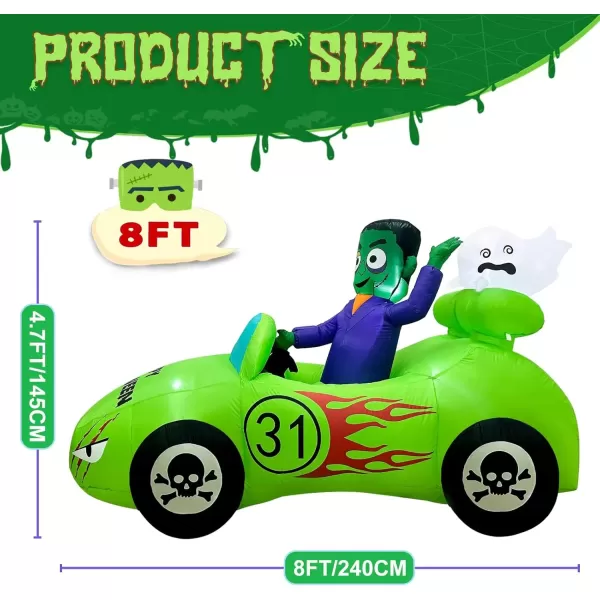 imageOurWarm 8FT Halloween Inflatable Car Frankenstein Inflatable Driving Monster Car with Blow Up Ghost Builtin LED Lights for Indoor Outdoor Spooky Halloween Decor Happy Halloween Inflatables ClearanceScary