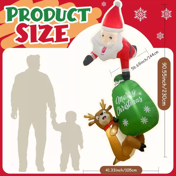 imageOurWarm 8FT Hanging Christmas Inflatable Outdoor Decoration Climbing Santa Claus Inflatable with Reindeer Persent Bag Christmas Blow Ups Outdoor Builtin LED Lights for Xmas Yard Trees Windows Eaves