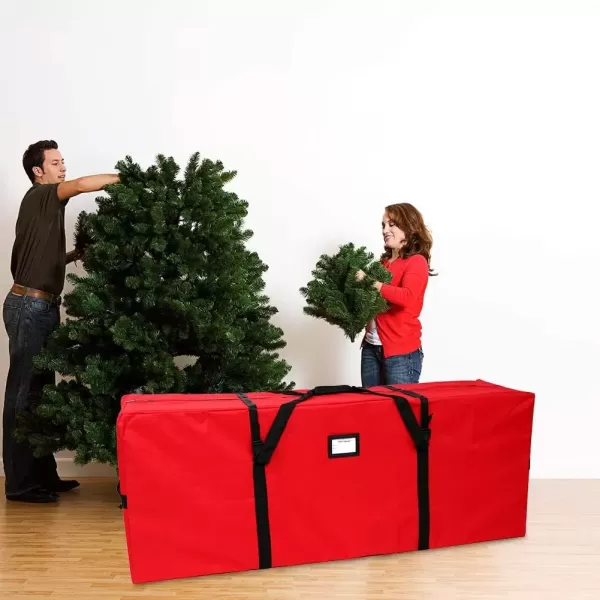 imageOurWarm Christmas Tree Storage Bag Extra Large Heavy Duty Storage Containers for 8 Ft Artificial Tree 600D Oxford Xmas Holiday Tree Storage Bags with Reinforced Handles Zipper Red 50quot x 15quot x 20quot