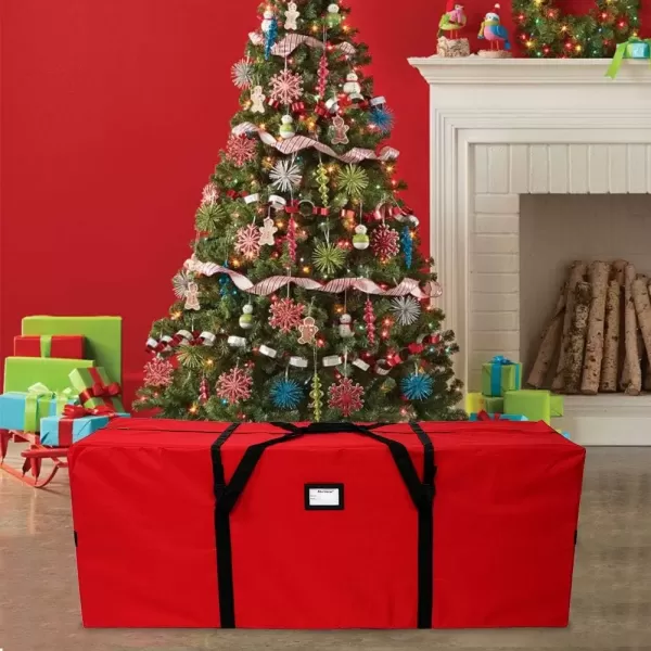 imageOurWarm Christmas Tree Storage Bag Extra Large Heavy Duty Storage Containers for 8 Ft Artificial Tree 600D Oxford Xmas Holiday Tree Storage Bags with Reinforced Handles Zipper Red 50quot x 15quot x 20quot