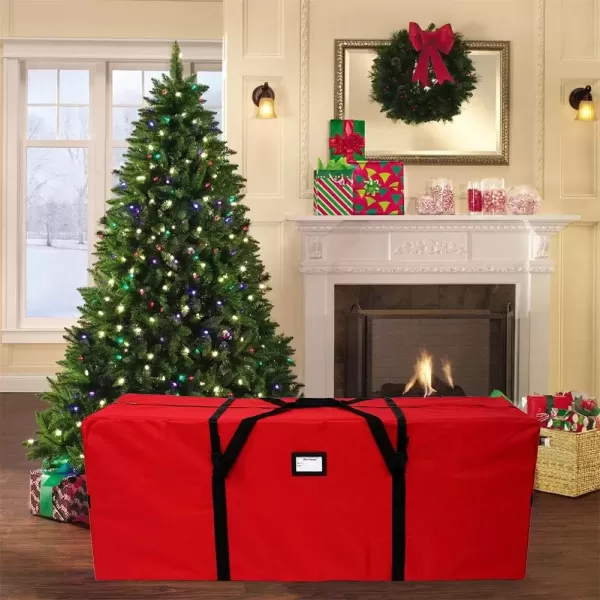 imageOurWarm Christmas Tree Storage Bag Extra Large Heavy Duty Storage Containers for 8 Ft Artificial Tree 600D Oxford Xmas Holiday Tree Storage Bags with Reinforced Handles Zipper Red 50quot x 15quot x 20quot