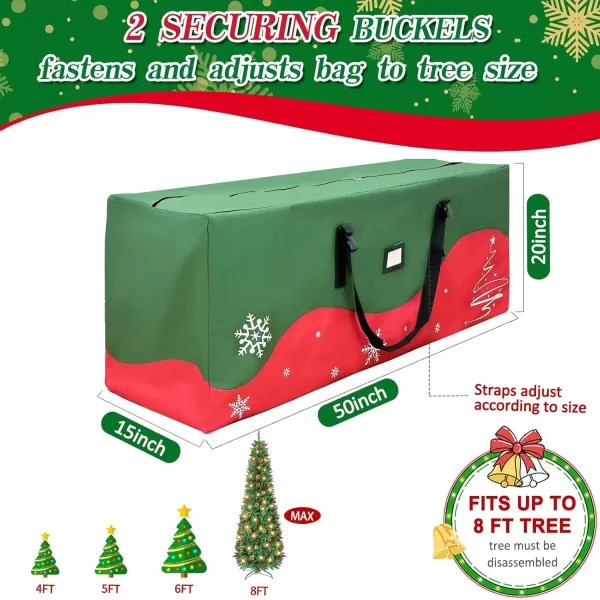 imageOurWarm Christmas Tree Storage Bag Extra Large Heavy Duty Storage Containers with Reinforced Handles Zipper for 75ft Artificial Tree 50quot x 15quot x 20quot 600D Oxford Xmas Holiday Tree Storage Bag GreenColorful