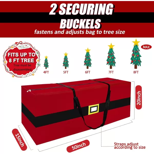 imageOurWarm Christmas Tree Storage Bag Extra Large Heavy Duty Storage Containers with Reinforced Handles Zipper for 75ft Artificial Tree 50quot x 15quot x 20quot 600D Oxford Xmas Holiday Tree Storage Bag GreenRed and Black