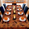 imageOurWarm 2PCS Halloween Tablecloth Rectangular Polyester Black Lace ampamp Orange Lined Tablecloth Spider Web Table Cover for Scary Halloween Table Decorations 60 x 84 InchBlackorange