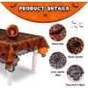 imageOurWarm 2PCS Halloween Tablecloth Rectangular Polyester Black Lace ampamp Orange Lined Tablecloth Spider Web Table Cover for Scary Halloween Table Decorations 60 x 84 InchBlackorange