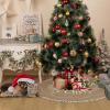 imageOurWarm Christmas Tree Skirt 48 Inches Burlap Tree Skirt for Artificial Trees Printed with Snowflakes and Merry Christmas Brown Rustic Tree Skirt for Christmas Decorations New Year Holiday Party48 inch