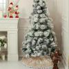 imageOurWarm Christmas Tree Skirt 48 Inches Burlap Tree Skirt for Artificial Trees Printed with Snowflakes and Merry Christmas Brown Rustic Tree Skirt for Christmas Decorations New Year Holiday Party36 inch