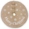 imageOurWarm Christmas Tree Skirt 48 Inches Burlap Tree Skirt for Artificial Trees Printed with Snowflakes and Merry Christmas Brown Rustic Tree Skirt for Christmas Decorations New Year Holiday Party36 inch