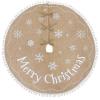 imageOurWarm Christmas Tree Skirt 48 Inches Burlap Tree Skirt for Artificial Trees Printed with Snowflakes and Merry Christmas Brown Rustic Tree Skirt for Christmas Decorations New Year Holiday Party48 inch